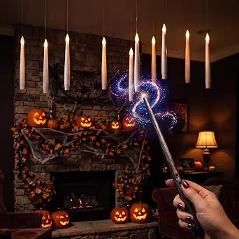 10 Pack Halloween Decorations Flameless Floating Candles with Wand