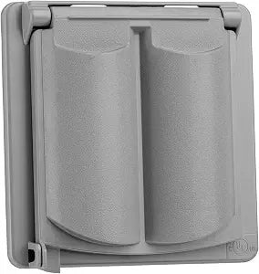 Sealproof Universal Weatherproof Nonmetallic 2-Gang Outlet Cover, UL Listed, Gray