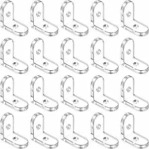 Small L Brackets Acrylic, 20PCS Clear Acrylic Corner Bracket with 40PCS Screws, 40PCS Nuts and 1 Transparent Box, 90 Degree Right Angle Corner Brace Support Shelf Plastic L Bracket Transparent