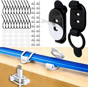 20 Pack Adhesive Cable Clips, Adjustable Cable Management Clips Black