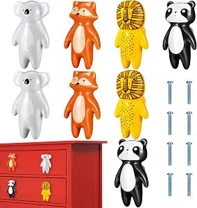 Kathfly 8 Pieces Cute Animal Knobs Kids Handles Ceramic Knobs