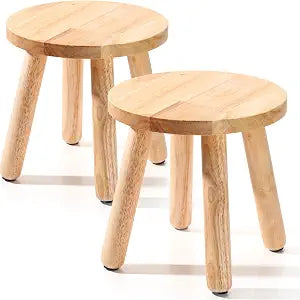 Wenqik 2 Pcs Wooden Step Stool for Kids with Detachable Legs 10 Inch