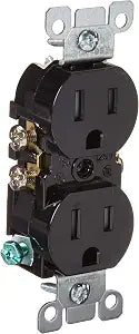 Leviton 15 Amp 125V Tamper Resistant Duplex Receptacle, Residential Grade, Grounding, (10-Pack), T5320-E, Black