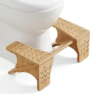 SONGMICS Bamboo Toilet Stool, Height Convertible to 6.9'' or 9.5''