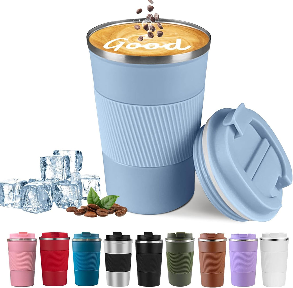 Insulated Travel Coffee Mug, Stainless Steel Coffee Cup with Leakproof Lid