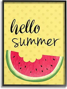 Stupell Industries Hello Summer Watermelon Framed Giclee Texturized Art, 16 x 20, Multicolor