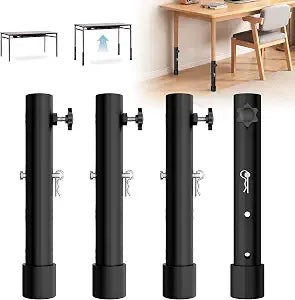 ZhouDaShu Table Leg Extenders for Folding Tables, Table Leg Extensions for Bent and Straight Legs, Heavy Duty Steel Adjustable Folding Table Leg Risers (9.8 in (25 cm) (4 Pack))