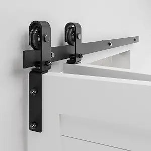 36" Bi-Folding Sliding Barn Door Hardware Track Kit,Smoothly&Quietly,Side Mounted Black Roller,Easy Install,Door Not Included [Fit Double 16" Bifold Doors]