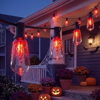 10FT Halloween Flicker Flame String Lights Outdoor with 11 Flame Bulbs