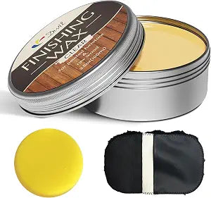 Wood Finishing Wax for Furniture  100% Natural Chalk Paint Wax for Sealing & Protecting Painted and Raw Wood Surfaces, Wooden Floors & More  Protective Finish - Clear, 3.5 Oz (Includes Tools)