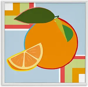 Geometric Orange Fruit Still Life, 12 x 12 Inch Framed Gicle Print
