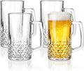 Beer Mugs For Freezer, 20 oz Heavy Glass Mugs with Handles Set of 4