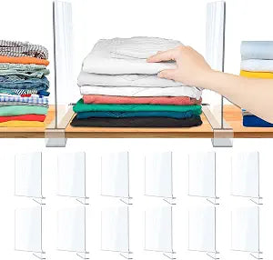 Acrylic Shelf Dividers, 12 Pack Clear Organizers for Closet Organization