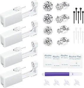 4pcs Ear Piercing Kit, Self Ear Piercing Gun, Easy And Safe Ear Piercing Gun Kit, Disposable Earring Piercing Kit, Piercing Kit, Piercing Gun
