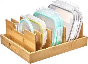 Vtopmart Large Bamboo Lid Organizers with 7 Extra Tall Dividers for Cabinet