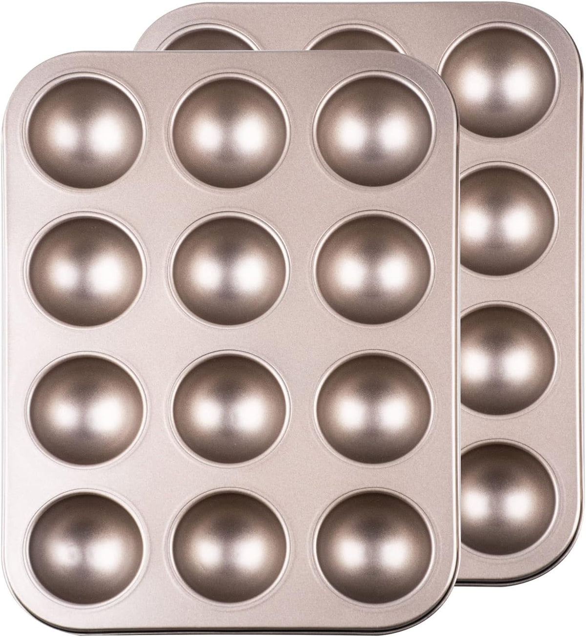 Yomvzake Donut Hole Baking Pan Set of 2, Mini Cake Pop Round Sphere Baking Mold Semi Sphere Tray Non-stick 1-3/4" Bite Size Half Ball Eyeball Cakes For Halloween Christmas Baking