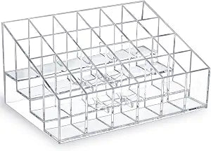 MOSIKER Lipstick Organizer, Clear Plastic Lip Gloss Holder with 24 Slots