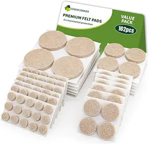 Felt Furniture Pads for Hardwood Floors 162 PCS, Round, Beige
