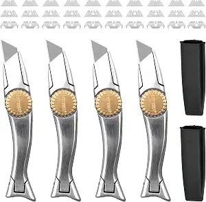 CUTTEREX Heavy Duty SharkKnife VinylKnife UtilityKnife Roofing Knife Delphin Dolphin Carpet Knife, 4pcs Knives & 30 Blades