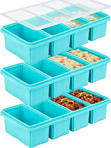 Silicone Freezer Tray with Lid, makes 12 perfect 1Cup portions cubes 3Pack