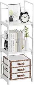 FIDUCIAL HOME 3 Tiers Small Bookshelf White Open Short Book Shelf