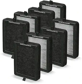 LV-H128 Filter Replacement Compatible with Levoit LV-H128 / PUURVSAS (HM669A) / ROVACS (RV60), H13 True HEPA Activated Carbon Filter Replacement Parts(8 Pack)