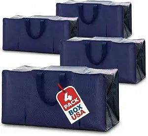 PACKING BAGS 4-Pack XL Moving Bags with Strong Handles & Zippers, Blue