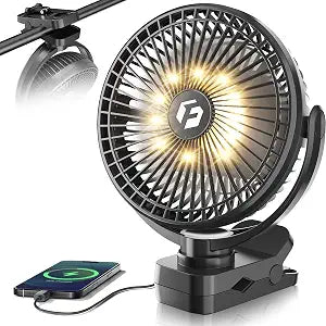 40000mAh 8" Clip on Fan, Rechargeable Battery Powered Fan with Screw Clamp
