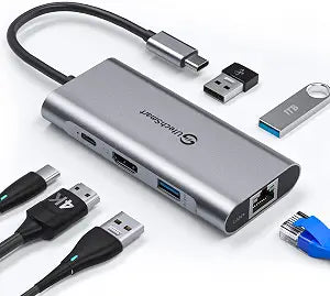 UtechSmart USB C Hub, Ethernet Multiport Adapter 6 in 1 USB C to HDMI Dock