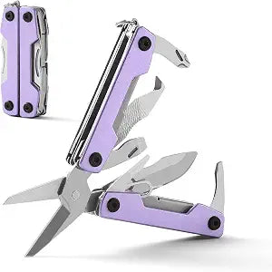 Multitool with Pocket Knife,Gifts for Men and Women, 11-in-1 Mini EDC Multitool with Screwdriver, Scissors, SIM Extractor and Bottle Opener, Perfect for Outdoor, Hiking, Simple Repair (Purple)
