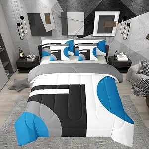 Erosebridal Blue White Black Comforter Sets Queen Size for Boys Modern