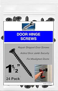 Door Hinge Screws #9 x 1-1/2 in - Steel, 24 Pack (Black)