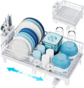 GSlife Expandable Dish Drying Rack - Compact with Drainboard, White