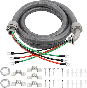 1/2 Inch AC Whip Assembly Kit 8 FT with Terminal, Non-Metallic Liquid Tight Electrical Conduit with 10/3 Gauge THHN Wire for Heater, Air Conditioner, Timer, Mini Split System