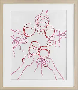 Cocktail Party Cheers Doodles, 13 x 16 Inch Framed Print Under Glass