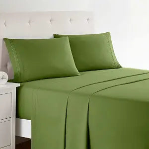 Clara Clark Bed Sheets, Premier 1800 Series 4 Piece Bed Sheet Set, Deep Pocket, Wrinkle, Fade, Stain Resistant, Luxury Soft Bedding Sheets & Pillowcases, Queen, Calla Green