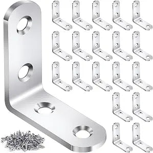 20PCS L Bracket Corner Brace, Stainless Steel L Brackets for Wood Shelves