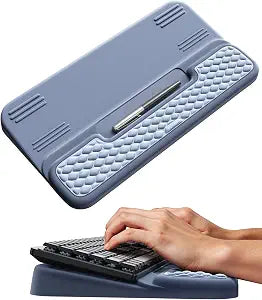 Vaydeer Wrist Rest with Keyboard Stand, Computer Wrist Support Pad, Ergonomic Keyboard Riser Holder Lift Tray with Wrist Pad, Soft Memory Foam Desk Cushion, Palm Hand Typing for Office Home Gift-Blue