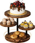 Cupcake Stand 4 Tier for 50 Cupcakes Wooden Cake Stand 360Rotatable Dessert Stands Round Cookie Tiered Tray Stand for Party Birthday Wedding Baby shower Afternoon Tea Dessert Table, Brown