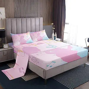 jejeloiu Girls Singer Bed Sheets Set Bedding Set Full Size