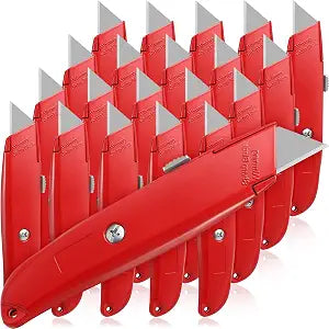 Reginary 20 Pcs Box Cutter Bulk Retractable Utility Knife, Red