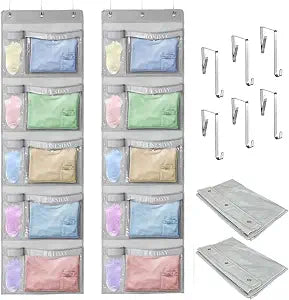 Weekly Kids Clothes Organizer Day of Week School Clothing Storage Monday to Friday Hanging Closet Organizer (2) (Gray 2pcs)