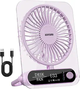Ultra-Slim Portable Desk Fan for Personal Travel Office Table, Pink