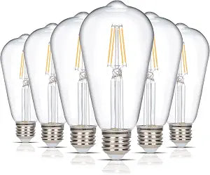 Simba Lighting LED Edison Vintage Filament ST21 4W Bulbs E26, 2700K, 6 Pack