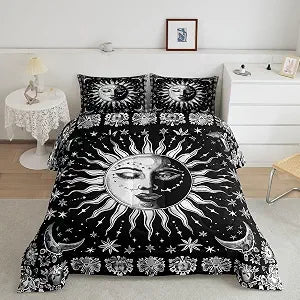 jejeloiu Sun Moon Comforter Set Twin Size for Kids Boys Girls Teens
