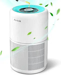 AIRTOK HEPA Air Purifier for Bedroom Home with Fragrance Sponges | 4-In-1 H13 True HEPA Air Filter for Smoke Dust Pollen Pet Dander Odors,99.97% Removal to 0.1 Microns | Ozone-Free, Night Light