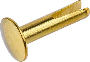 Brass Plated Steel Split Rivets - 3/4" Long - Pack of 50 - Split Rivets for Cymbals, Dog Collars, Trunks, Boxes - RI4-SB