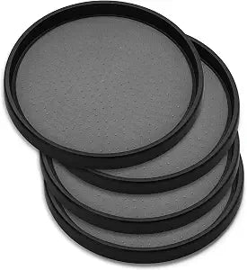 Oizeir 10 Inch Lazy Susan (Set of 4) - Non-Skid Turntable for Cabinet to Maximize Storage and Simplify Accessibility in Kitchen, Bathroom, and Pantry Spaces (Black)
