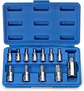 Neiko 10086A 6 Point Torx Plus Bit Socket Set, 1/4-Inch, 3/8-Inch and 1/2-Inch Drive, TP8 - TP60, 12-Piece