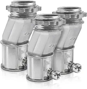 3 Pcs 3/4 Inch EMT Offset Connectors UL Listed, Heavy Duty Zinc Alloy Conduit Fittings with Set Screw & Locknut, Galvanized for Electrical Junction Box